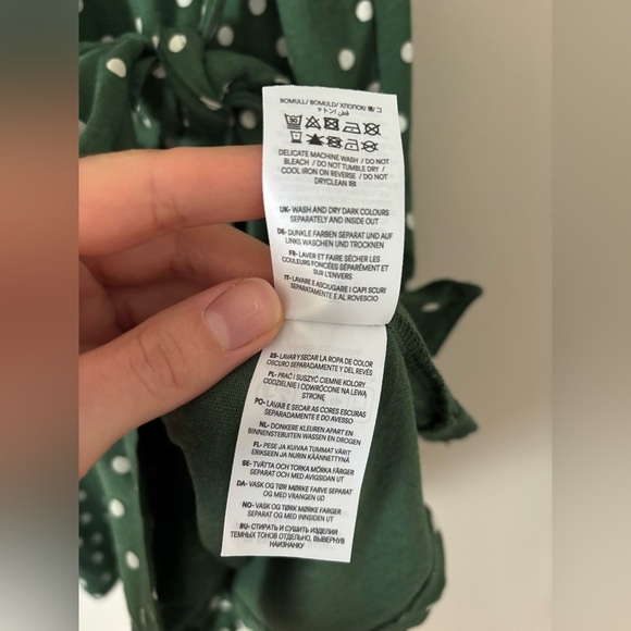 Boden Julia Short Sleeve Dark Green Polka Dot Dress - Picture 7 of 8